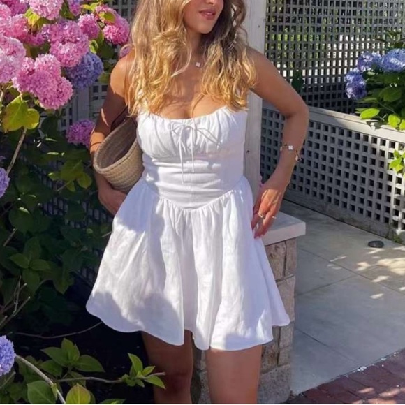 Reformation Daria Linen Mini Dress - White - Picture 3 of 6